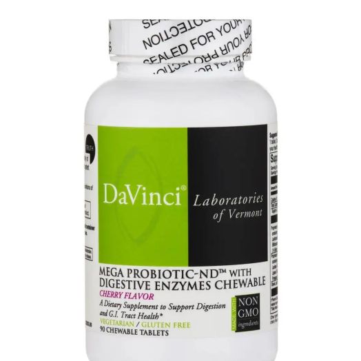 DaVinci Labs Mega Probiotic-ND with Digestive Enzymes Chewable, Cherry Flavor - 90 Chewable Tablets