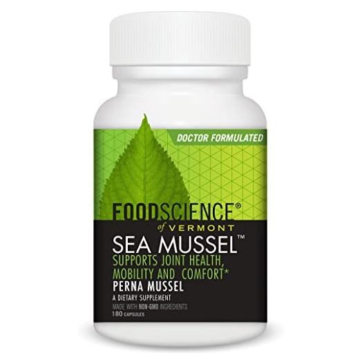 FoodScience of Vermont New Zealand Green Lipped Sea Mussel Supplement, 180 Capsules - Supports Joint Health, Mobility and Comfort