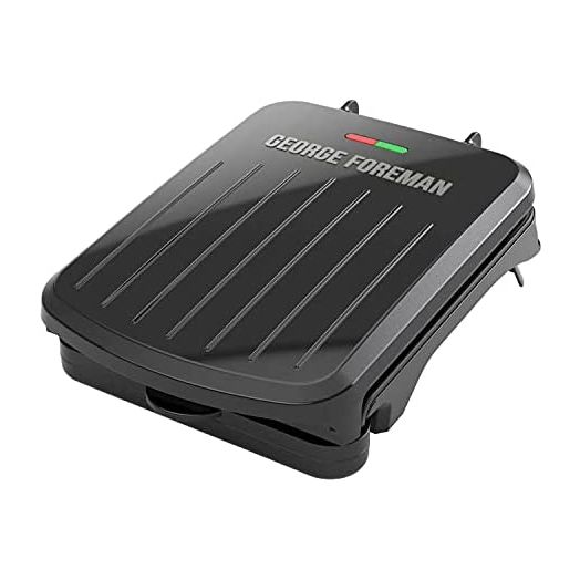 George Foreman 2-Serving Classic Plate Electric Indoor Grill and Panini Press, Black, GRS040B