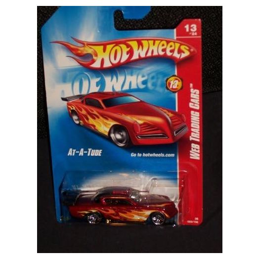 Hot Wheels 2008 Web Trading Cars # 13 of 24 At-A-Tude Red with Flames 2008 089 89 At A Tude 1:64 Scale