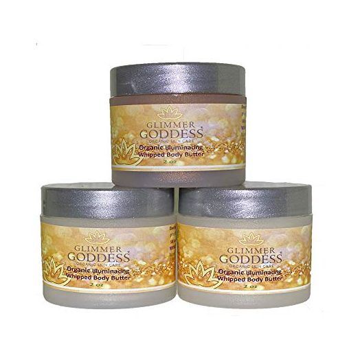 Glimmer Goddess Organic Whipped Shea Body Shimmers Travel Size (Bronze, Diamond & Gold Shimmer)