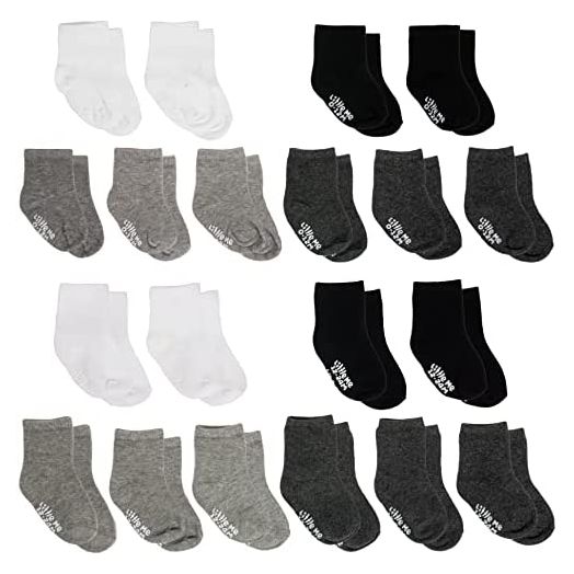 Little Me baby boys Grey White & Black Pack Newborn Infant Toddler Unisex Socks, Multi, 0-24 Months US
