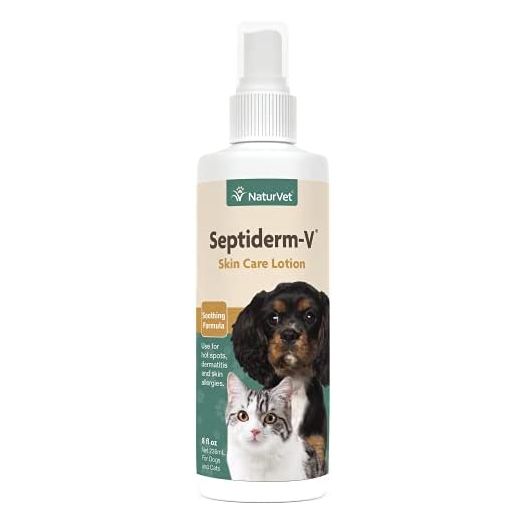 NaturVet Green Tree Septiderm-V Skin Care Lotion for Dogs & Cats – Pet Health Supplement for Dermatitis, Dog Skin Allergies, Itching, Hot Spots, Cat Rashes – Pet Lotion, Grooming Aid – 8 Oz.