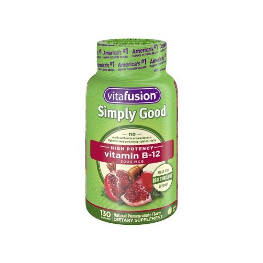 Vitafusion Simply Good Adult Vitamin B12 Gummies, Pomegranate, 3000 mcg, 130 Ct