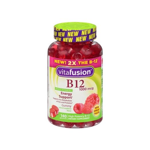 Vitafusion Adult Vitamin B12 Gummies, Raspberry, 1000 mcg, 140 Ct