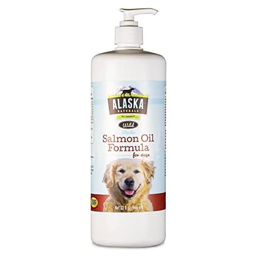 Alaska Naturals – Wild Alaska Salmon Oil Formula Dog Food Topper – EPA and DHA Omega-3 - Supplement for Healthy Skin, Shiny Coat – Made in The USA – 32 oz. Pump Bottle