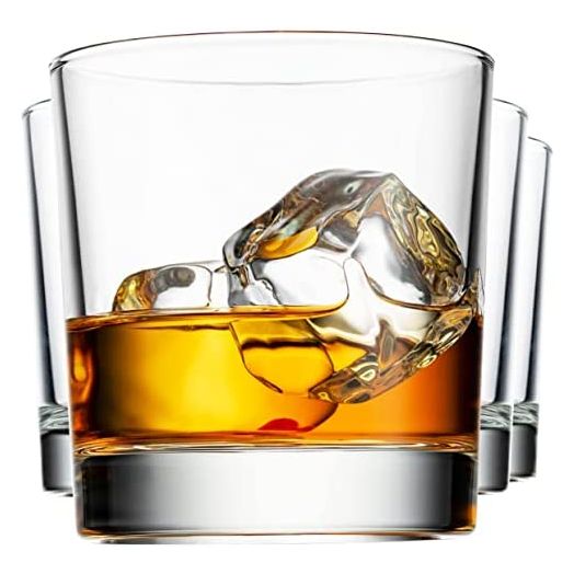 Godinger Old Fashioned Whiskey Glasses, Italian Made Drinking Glasses, Glass Cups, Whiskey Gifts - Set of 4