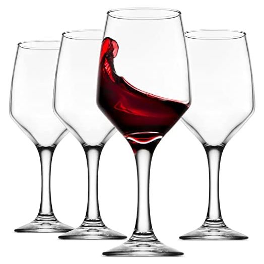 Godinger Wine Glasses, Italian Made Stemmed Wine Glass, Drinking Glasses, Red Wine Glasses - 15oz, Set of 4