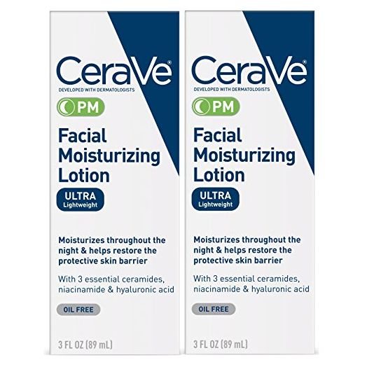 CeraVe Facial Moisturizing Lotion PM | 3 Ounce (Pack of 2) | Ultra Lightweight, Night Face Moisturizer | Fragrance Free