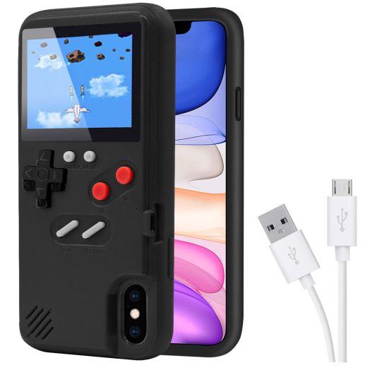 Game Case for iPhone, Retro Protective Case with Own Power Supply, 36 Small Games, Colour Display, Video Game Case for iPhone X/Xs (Black)