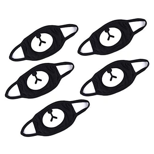 5PCS Cotton Black Face Masks, Washable & Reusable Anime Cartoon Kpop Lucky Bear Women Men Muffle Face Mouth Masks