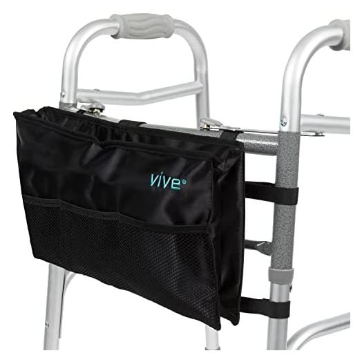 Vive Walker Bag - Accessories Wheelchair Basket Pouch (Water Resistant) - Seniors Caddy Accessory Attachment for Folding, Rolling Walkers - Carry Storage Carrier Tote - Lightweight, Universal Size