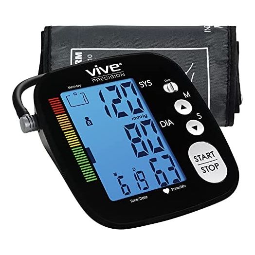Vive Precision Blood Pressure Monitor - Upper Arm High Heart Rate Digital Sphygmomanometer BP Cuff Machine - Automatic Accurate Home Use BPM System for Hypertension- Pregnancy Must Have