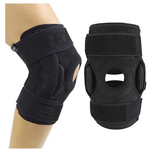 Vive Hinged Knee Brace - Open Patella Support Wrap for Women, Men - Compression for ACL, MCL, Torn Meniscus Ligament and Tendonitis - for Running, Athletic Tear and Arthritis Joint - Adjustable Strap