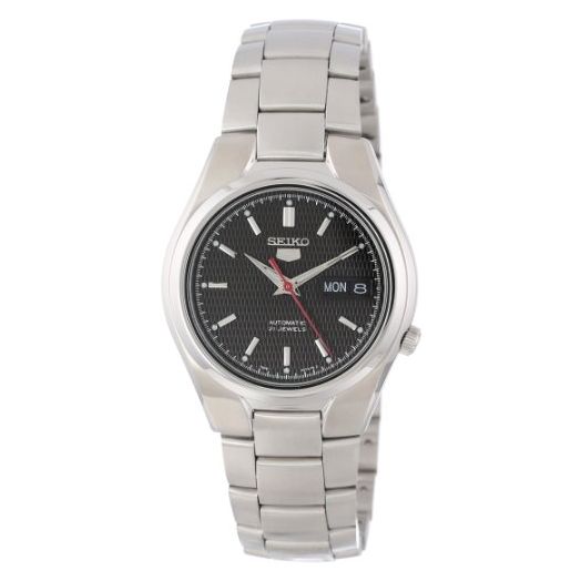 Seiko Men's SNK607 Seiko 5 Automatic Black Dial Stainless-Steel Bracelet Watch