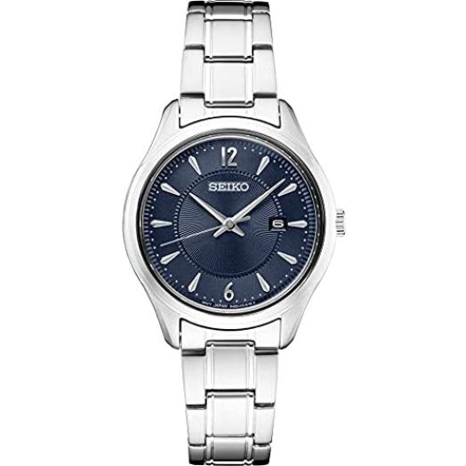 Seiko Women Quartz Dress Watch with Stainless Steel Strap, Silver, 13 (Model: SUR425)