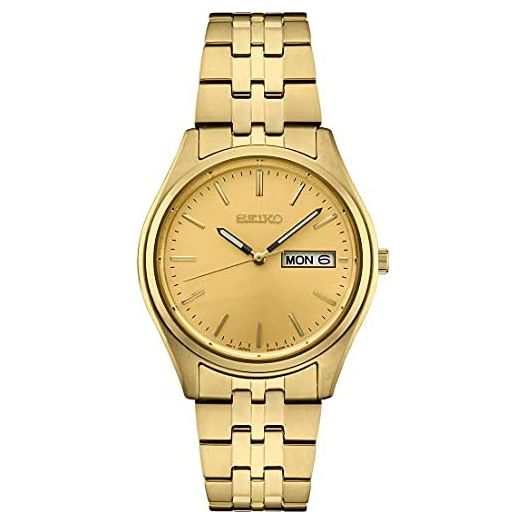 Seiko Men's Japanese Quartz Dress Watch with Stainless Steel Strap, Gold, 10 (Model: SUR434)