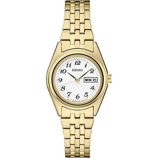 Seiko Women's Japanese Quartz Dress Watch with Gold Tone Stainless Steel Strap, 5 (Model: SUR440)