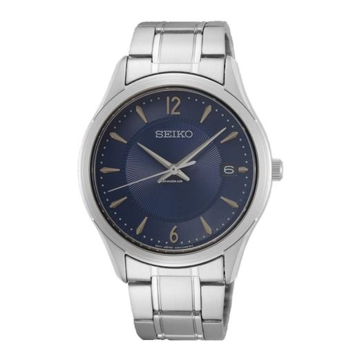 SEIKO Noble Quartz Blue Dial Stainless Steel Men's Watch SUR419