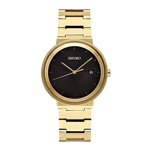 Seiko Men's Japanese Quartz Dress Watch with Stainless Steel Strap, Gold, 10 (Model: SUR488)