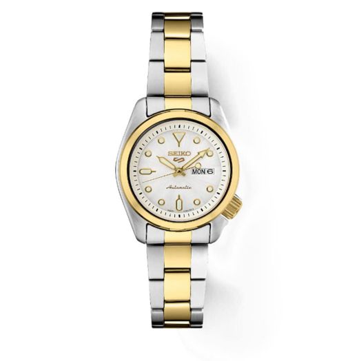 Seiko Men's White Dial Two Tone Stainless Steel Band Automatic Watch
