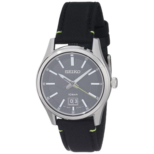 SEIKO mens watches Essentials SS Quartz Black Dial