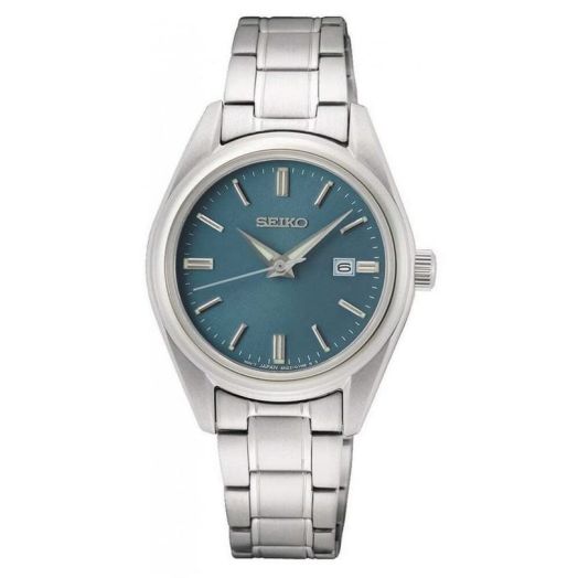 Seiko Women's Blue Dial Silver Stainless Steel Band Japanese Quartz Watch - SUR531