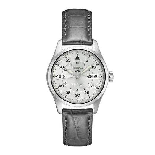 SEIKO SRPJ87 Men's Analog Mechanical Watch - Beige Dial Grey Leather Band - 100 Meters Water Resistant Depth Mechanical Watch