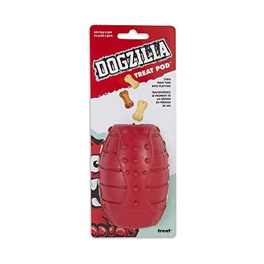 Dogzilla Treat Pod Toy, Red, Small