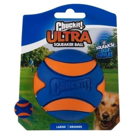 Chuckit Ultra Squeaker Ball Dog Toy, Large (3 Inch) 1 Pack, for Large Breeds
