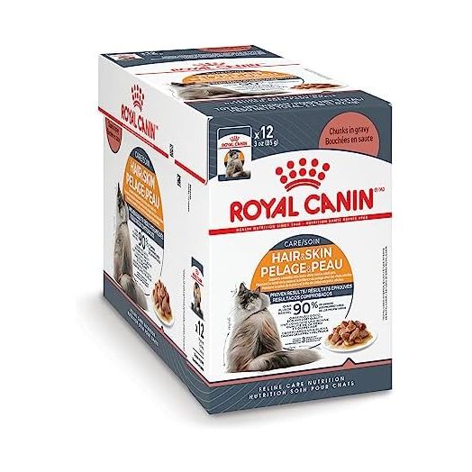 Royal Canin Hair & Skin Care Chunks in Gravy Wet Cat Food Pouch, 3 oz pouch (12-count)