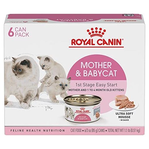 Royal Canin Feline Health Nutrition Mother & Babycat Ultra Soft Mousse in Sauce Canned Cat Food, 3 oz cans 6-pack
