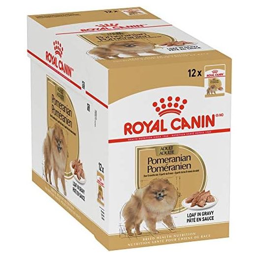 Royal Canin Breed Health Nutrition Pomeranian Adult Loaf in Gravy Pouch Dog Food, 3 oz. Pouch (Pack of 12)