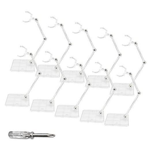 POMER Action Figure Stand,10 Pcs Clear Assembly Action Holder Base Display Model Support Stand Compatible with HG/RG Gundam 1/144 Toy with Screwdriver