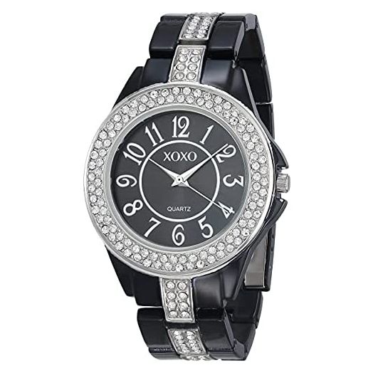 XOXO Women's XO5461 Rhinestone Accent Black Analog Bracelet Watch
