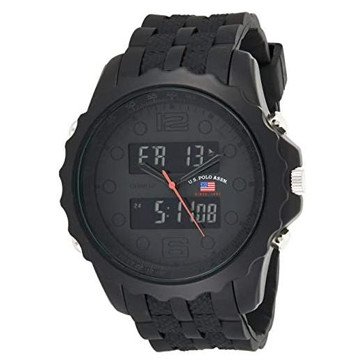 U.S. Polo Assn. Sport Men's US9269 Black Watch With Black Rubber Band
