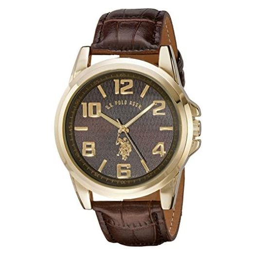 U.S. Polo Assn. Classic Men's USC50167 Gold-Tone Watch with Brown Band