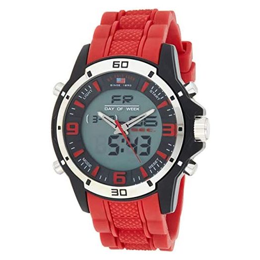 U.S. Polo Assn. Sport Men's US9534 Analog-Digital Watch With Red Rubber Band