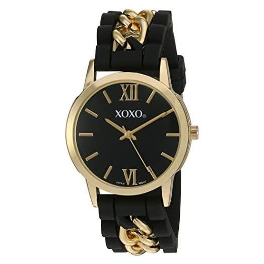 XOXO Women's Quartz Metal and Rubber Watch, Color:Black (Model: XO8101)
