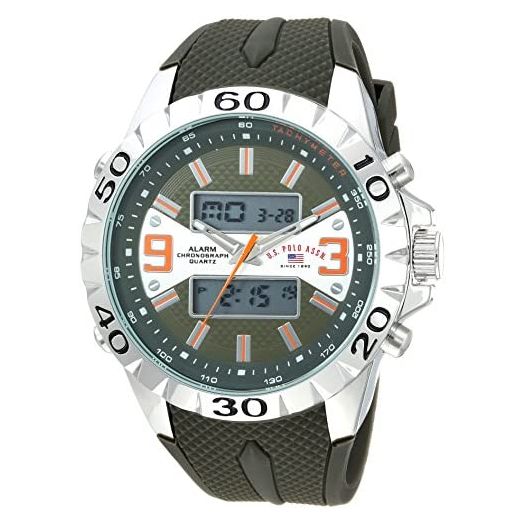 U.S. Polo Assn. Men's Analog-Quartz Watch with Rubber Strap, Green, 24 (Model: US9628)