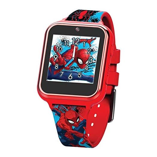 Accutime Kids Marvel Spider-Man Red Educational Learning Touchscreen Smart Watch Toy for Boys, Girls, Toddlers - Selfie Cam, Learning Games, Alarm, Calculator, Pedometer, and More (Model: SPD4588AZ)