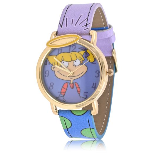 Accutime Nickelodeon Rugrats Adult Women's Analog Watch - Faux Leather Strap, Glass Dial Face, Mattle Case, Female, Analog Wrist Watch in Multi and Purple (Model: NIC5024AZ)