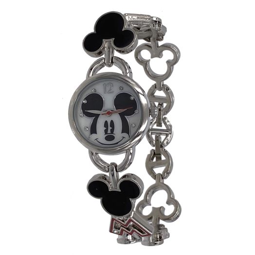 Disney MK8000 Women's Mickey Mouse 3-Hand Analog Charm Logo Bracelet Watch