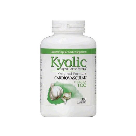 Kyolic Cardiovascular Formula, 100 Odorless Organic Garlic Supplement Capsules, 300 count