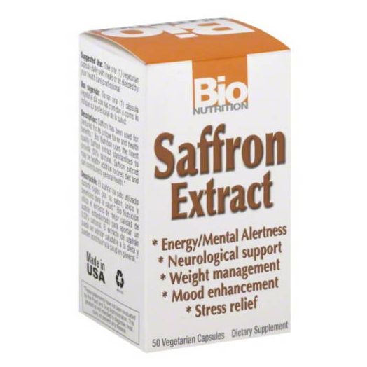 Bio Nutrition Saffron Extract Dietary Supplement Vegetarian Capsules, 50 count
