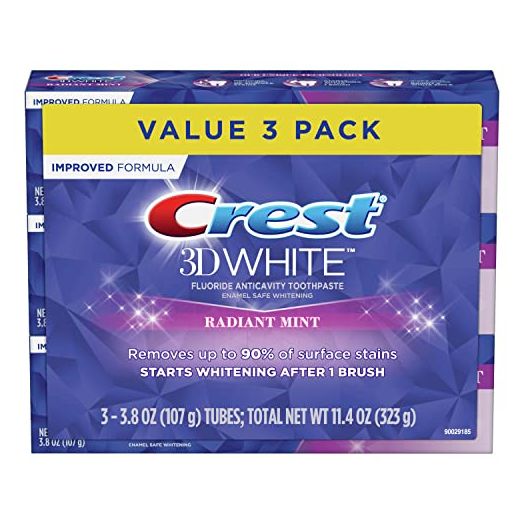 Crest 3D White Toothpaste Radiant Mint, 3.8 Ounce (Pack of 3)