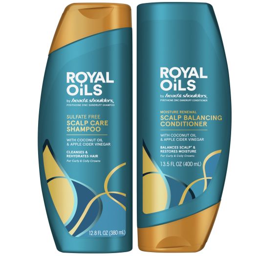 Royal Oils by Head & Shoulders Sulfate Free Scalp Care Shampoo and Moisture Renewal Scalp Balancing Conditioner, 12.8 fl oz and 13.5 fl oz
