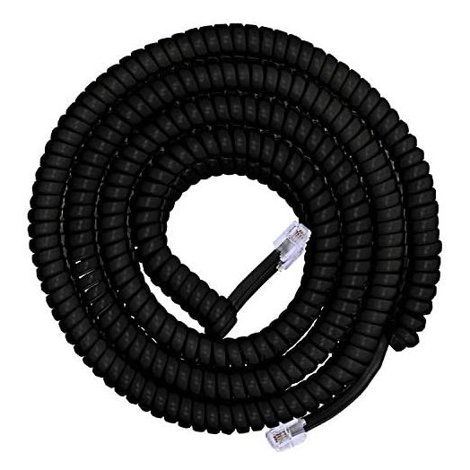 Power Gear Coiled Telephone Cord, 4 Feet Coiled, 25 Feet Uncoiled, Phone Cord works with All Corded Landline Phones, For Use in Home or Office, Black, 76139