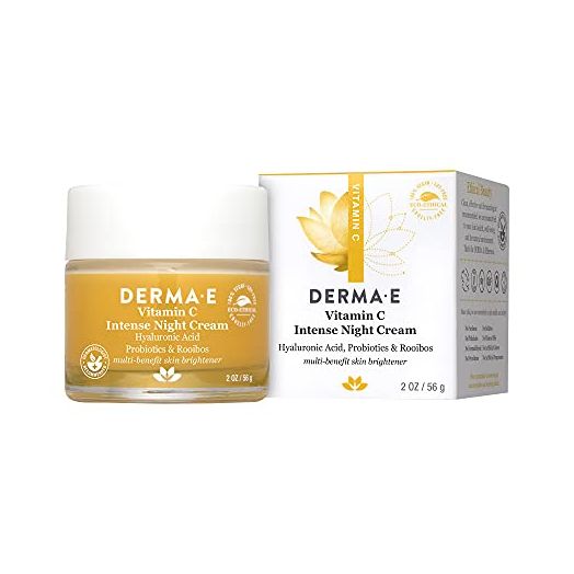 DERMA E Vitamin C Intense Night Cream – Brightening and Hydrating Facial Skin Renewing Cream – Anti-Aging Overnight Facial Moisturizer 2 oz