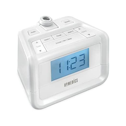 HoMedics SoundSpa Dual Alarm Digital FM Clock Radio | Time Projection , 8 Relaxing Nature Sounds , LED Display , Multi-Alarm | Snooze , Sleep Timer , Nightlight , Ceiling Clock